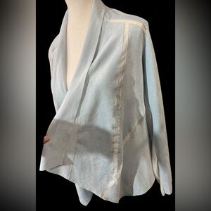 Alberto Makali Faux Suede Jacket 🤍 Baby Blue w/ white mesh Open front